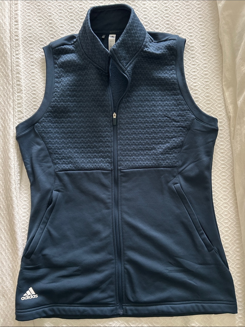 adidas Women's Navy Quilted-Panel Full Zip Vest